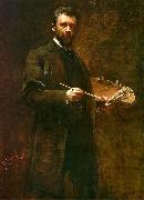 Franciszek zmurko Self-portrait with a palette. oil painting reproduction